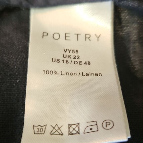 Poetry Navy Blue Linen Pants Size 18 - Picture 6 of 10